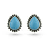 Sky Blue Turquoise Stone Tear Shaped Silver Stud Earrings