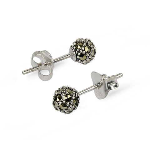 Marcasite Silver Ball Stud Earrings (6mm)