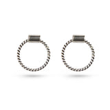 Oxidised Sterling Silver Stud Earrings Rope Circle 