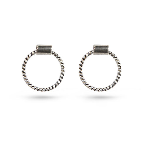 Silver 3/4 Hoop Stud Earrings