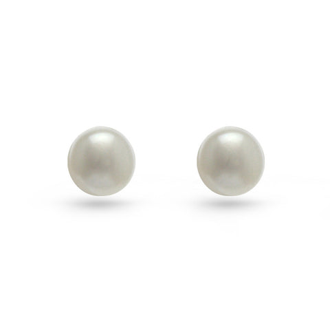 White Pearl Leaf Stud Earrings