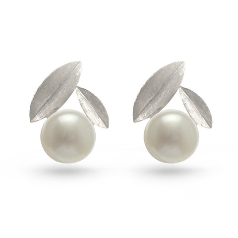 Freshwater Pearl In Shell Stud Earrings