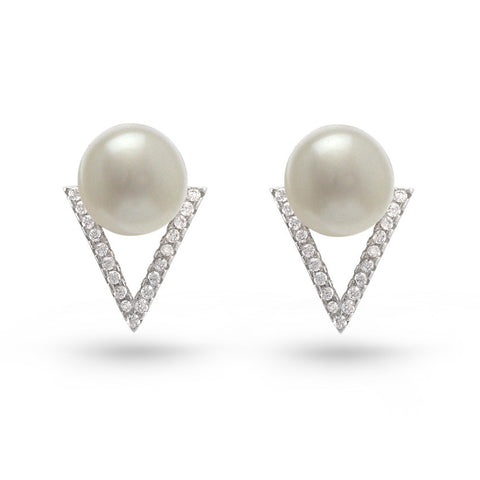 Pearl & Cubic Zirconia Ball Earring Jackets