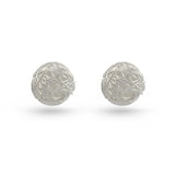 Silver Wool Ball Stud Earrings