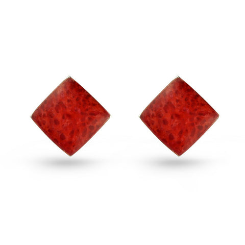 Square Coral Stud Earrings