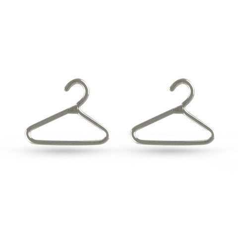 Brushed Silver Triangle Stud Earrings