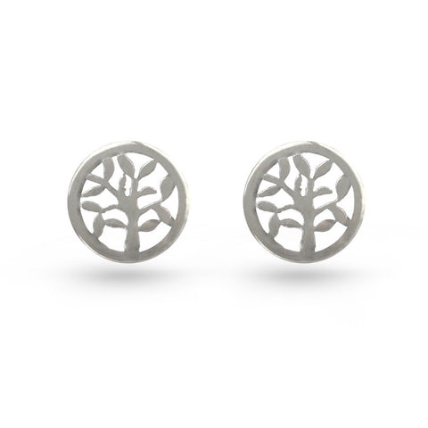 Silver Half Circle Stud Earrings