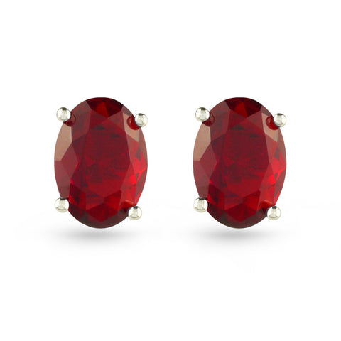 Square Pave Stud Earrings Red