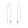 Silver Cross On Chain Ear Threaders Earrings