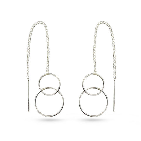 Silver Circles Threader Earrings