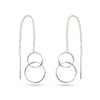 Silver Circles On Chain Ear Threaders Earrings