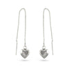 Full Silver Heart On Chain Ear Threaders Earrings