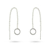 Silver Circle Threader Earrings Sterling Silver Chain 
